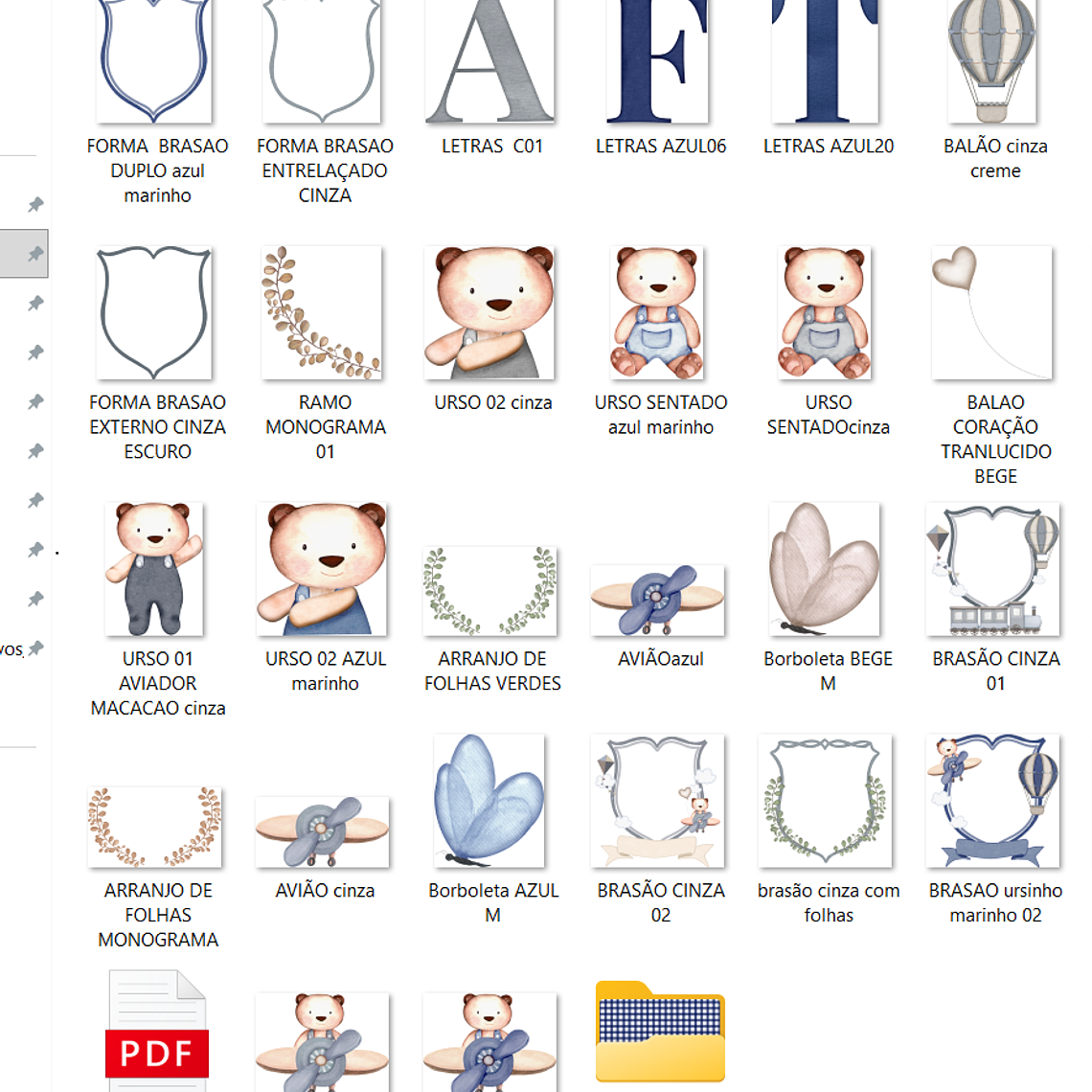 Kit Digital Monogramas Ursinho Azul Marinho 3