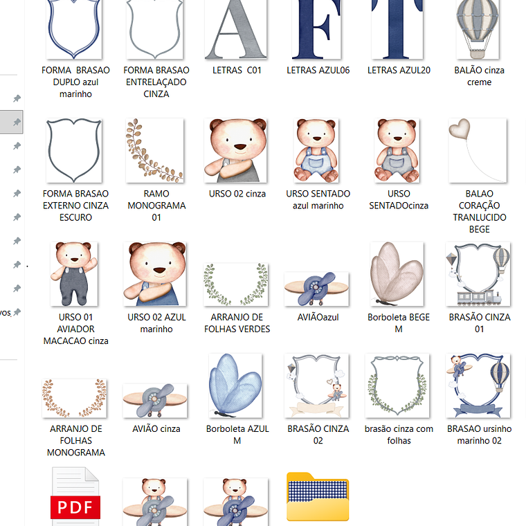 Kit Digital Monogramas Ursinho Azul Marinho 3