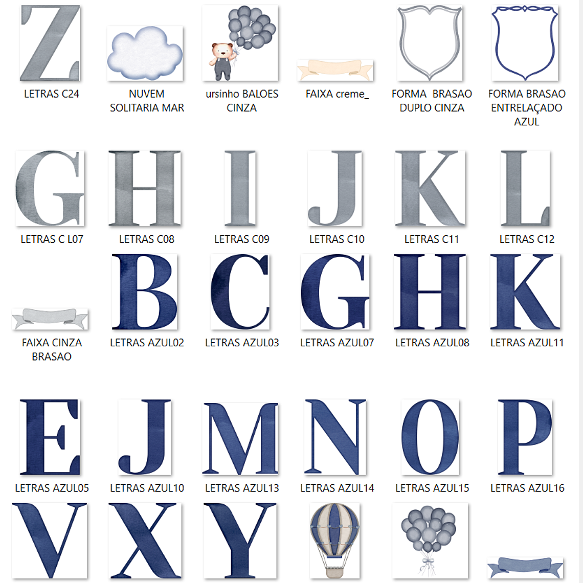 Kit Digital Monogramas Ursinho Azul Marinho 5