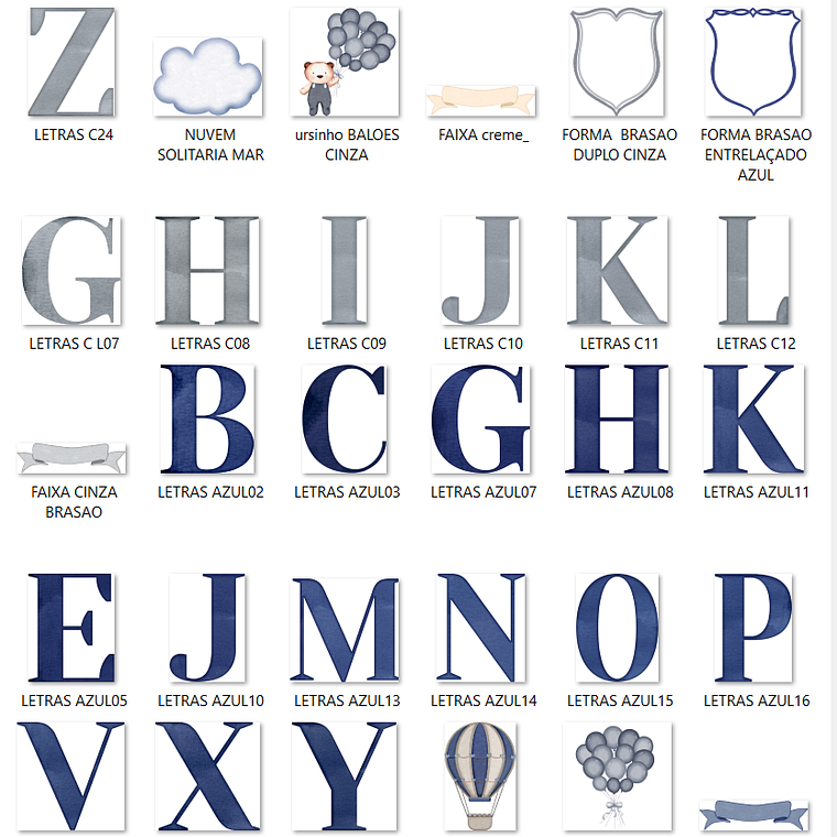 Kit Digital Monogramas Ursinho Azul Marinho 5