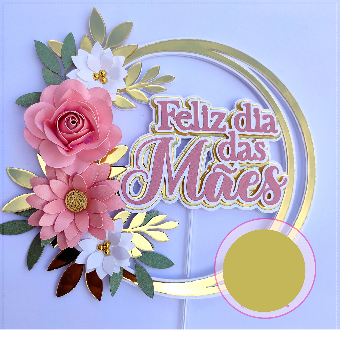 Arquivo Topo de Bolo Circular Dia das Mães 1
