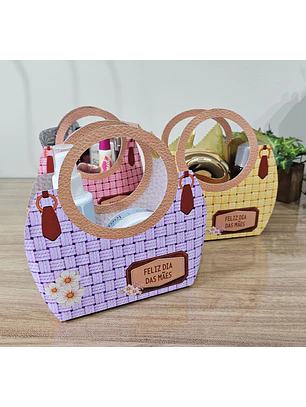 Arquivo de Corte 3 Bolsas com alça M 18x17x6 cm – Dia das mãe