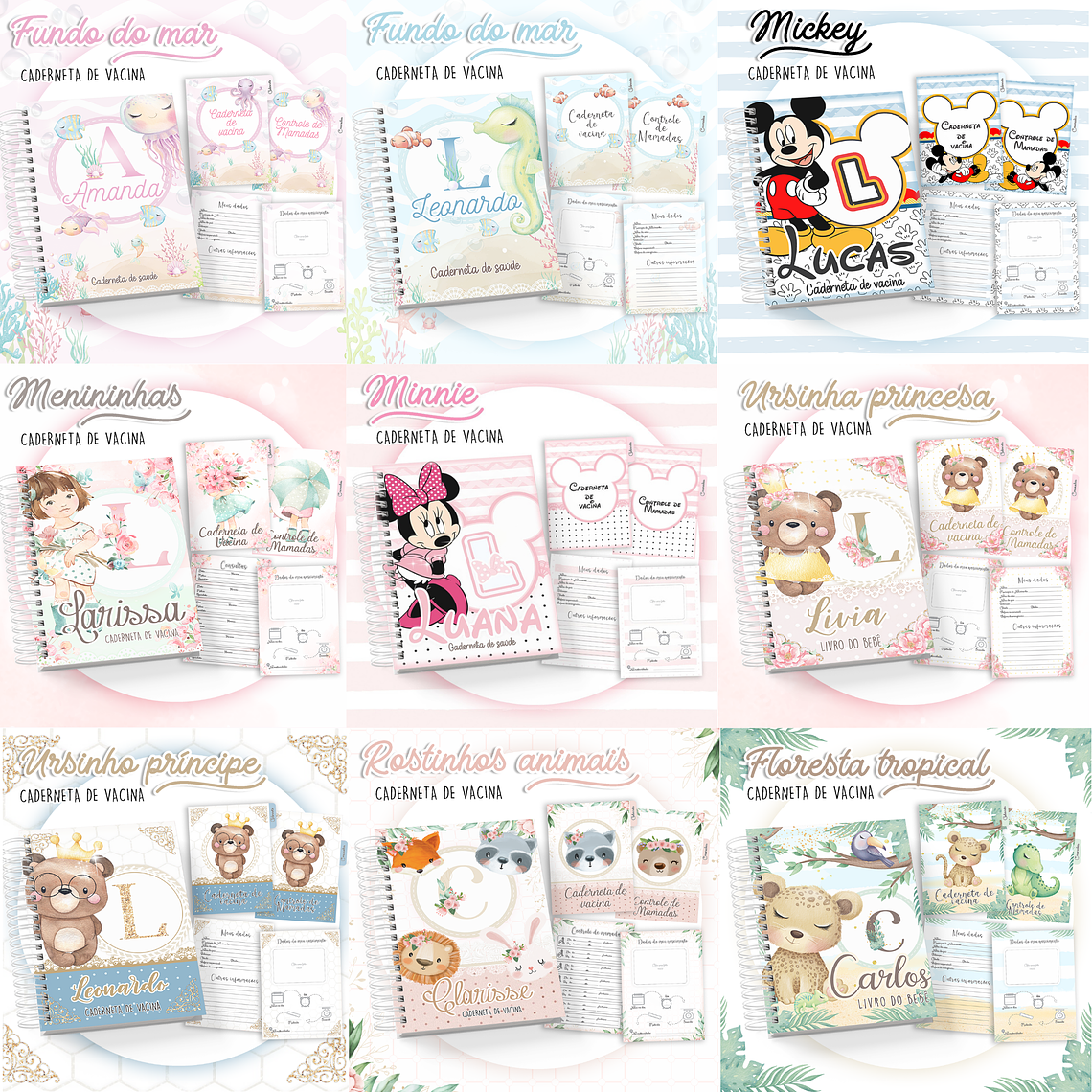Pack Arquivos Cadernetas de Vacinas - 32 temas  1