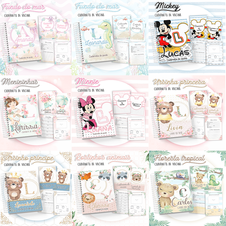 Pack Arquivos Cadernetas de Vacinas - 32 temas  1
