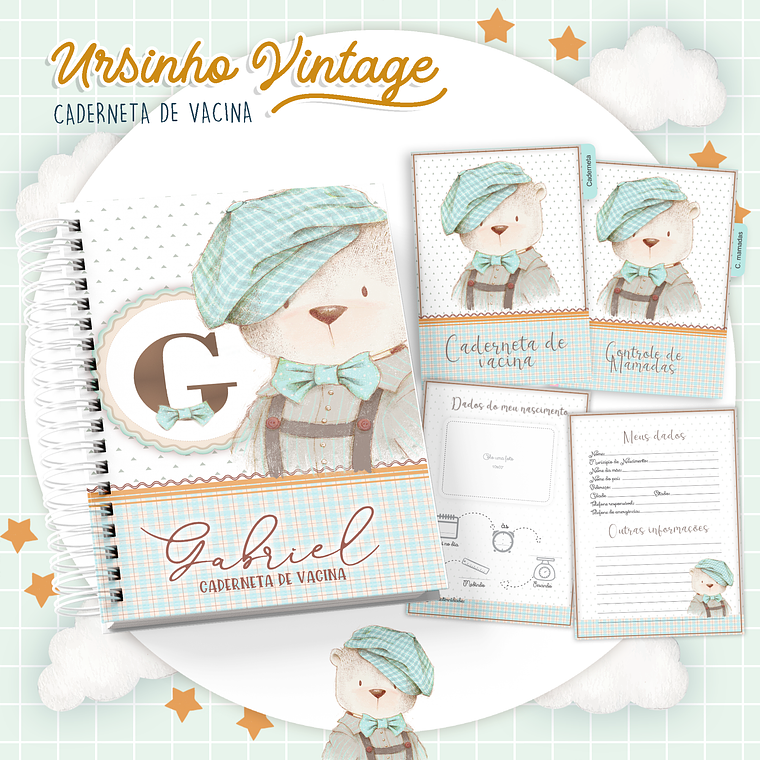 Arquivo Caderneta de Vacina Ursinho Vintage 1