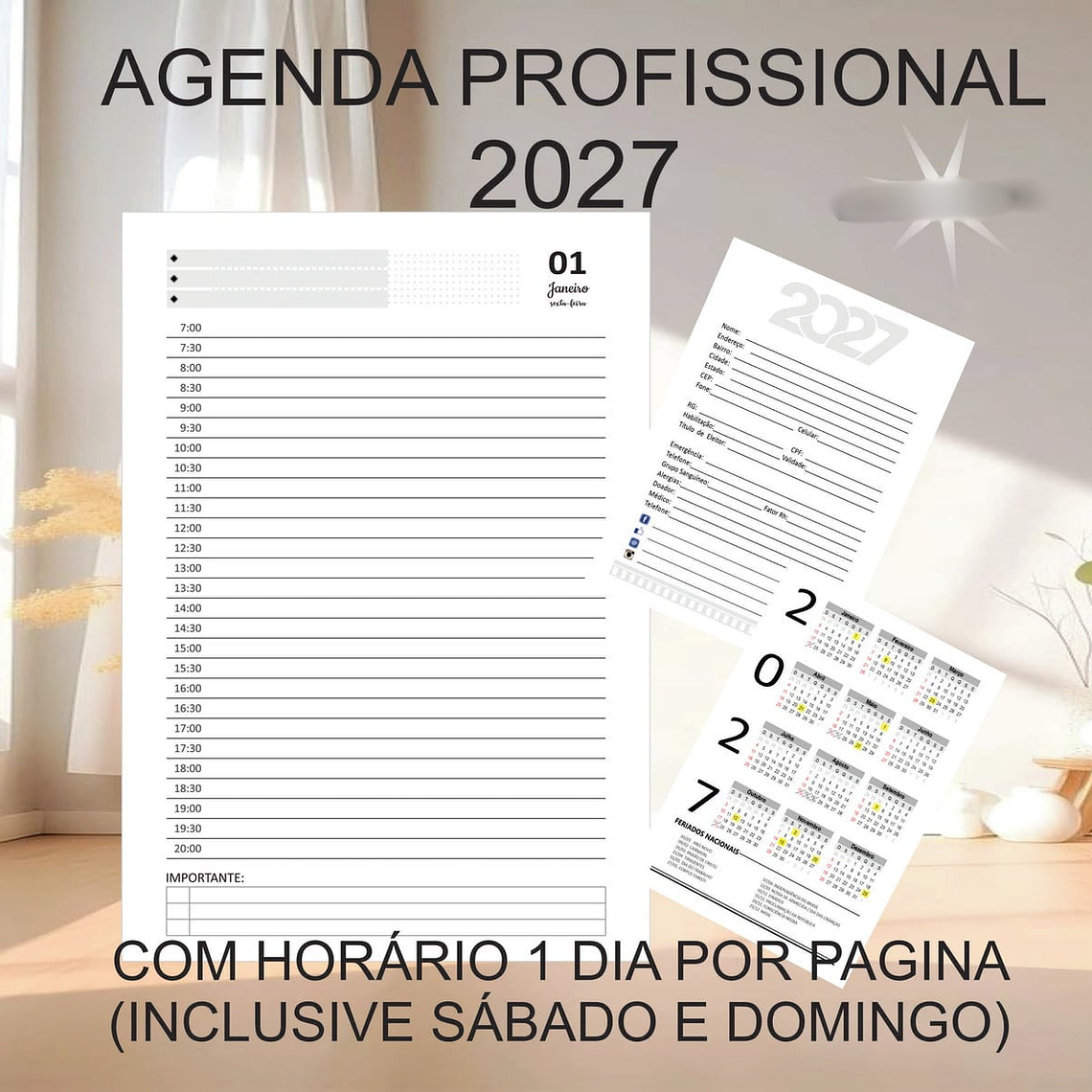 Arquivo Miolo Agenda Profissional 2027 Datado com e sem Horário 1