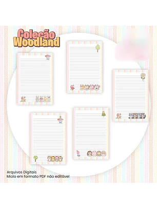 Arquivo Combo Bloco de Anotações Coleção Woodland