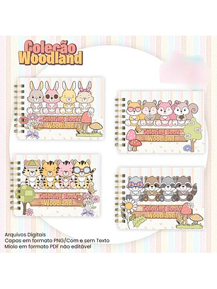 Arquivo Livros A5 Para Colorir Horizontal Coleção Woodland