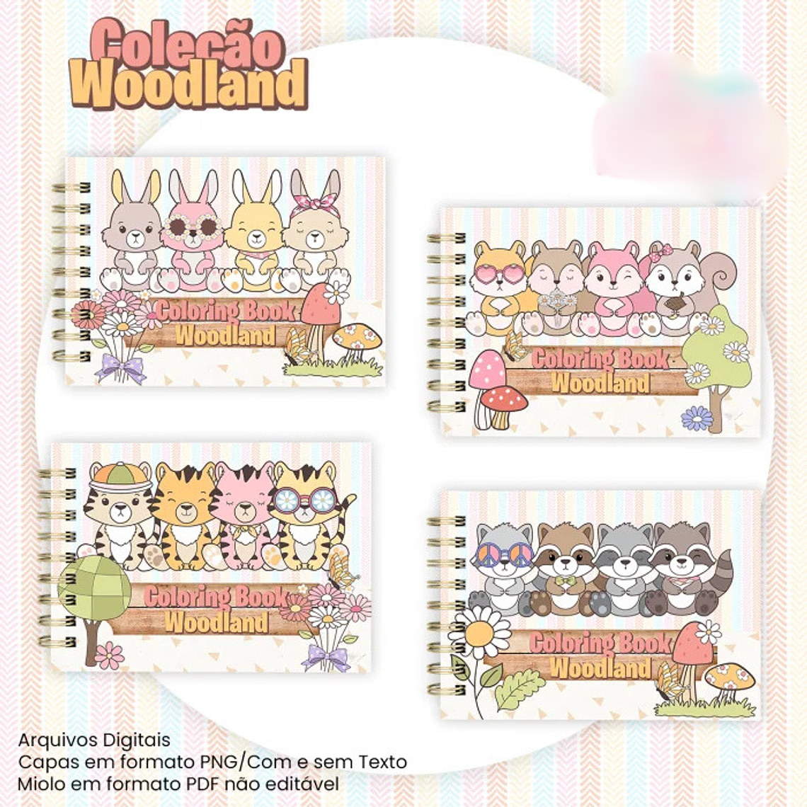 Arquivo Livros A5 Para Colorir Horizontal Coleção Woodland 1