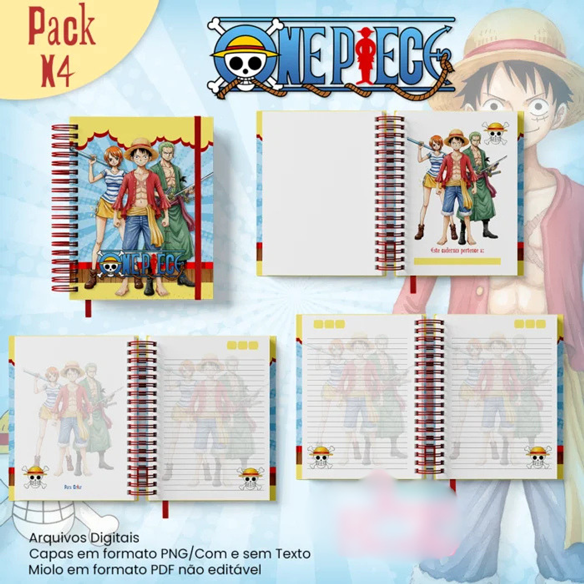 Arquivo Caderno Pautado A5+Bloquinho A6 One Piece N4 2