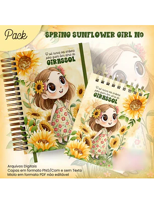 Arquivo Caderno Pautado A5+Bloquinho A6 Spring Sunflower Girl N9