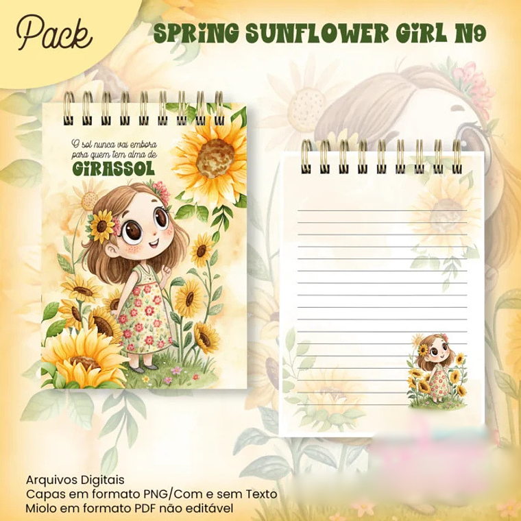 Arquivo Caderno Pautado A5+Bloquinho A6 Spring Sunflower Girl N9 3