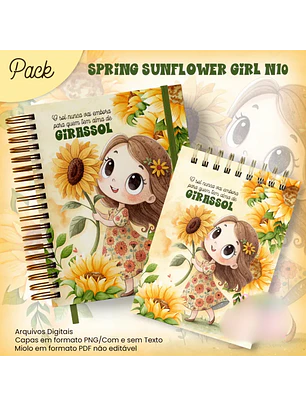 Arquivo Caderno Pautado A5+Bloquinho A6 Spring Sunflower Girl N10