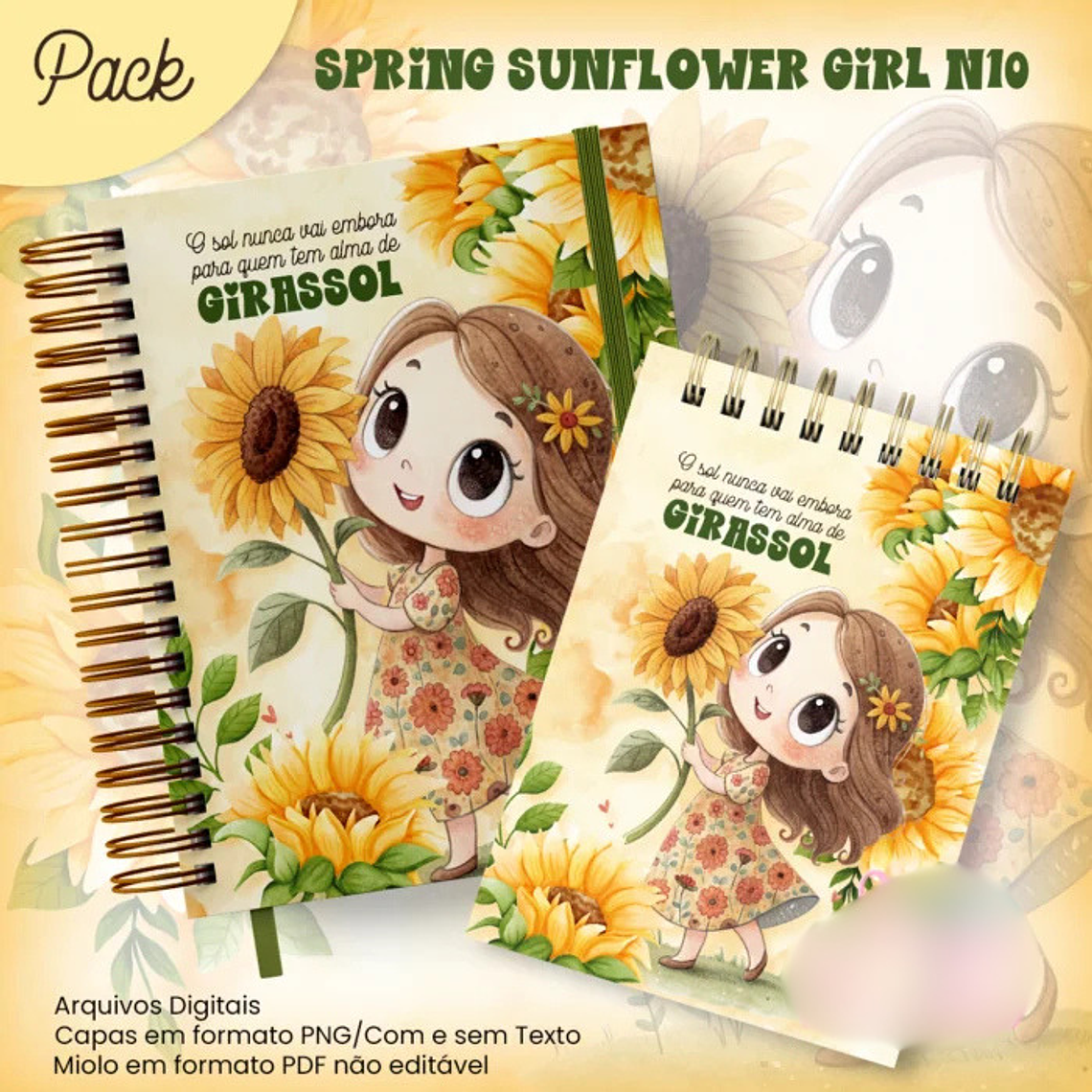Arquivo Caderno Pautado A5+Bloquinho A6 Spring Sunflower Girl N10 1