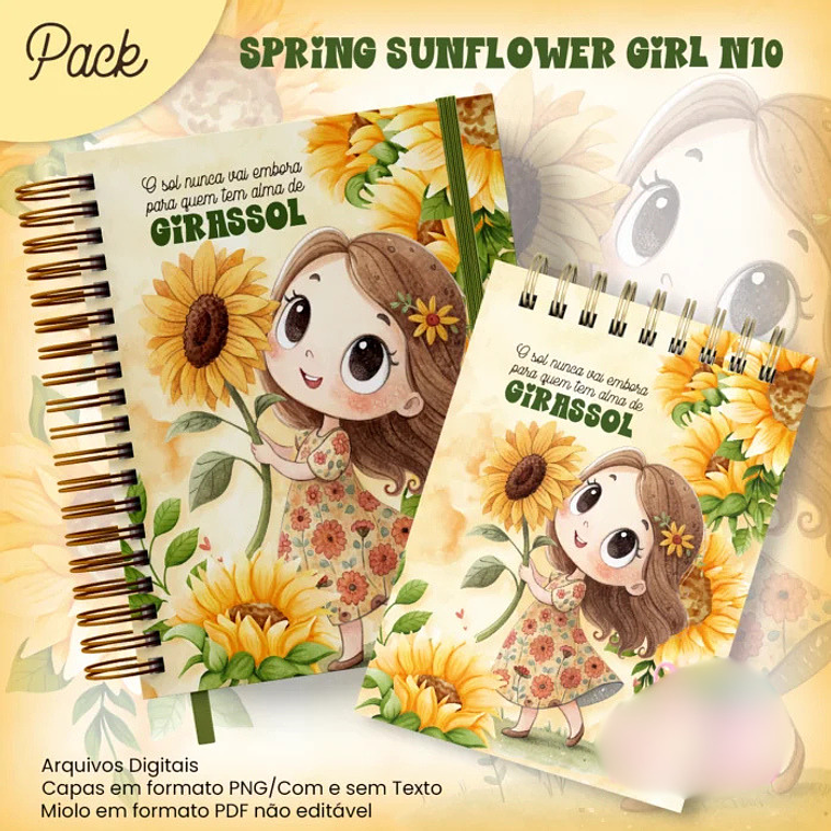 Arquivo Caderno Pautado A5+Bloquinho A6 Spring Sunflower Girl N10 1
