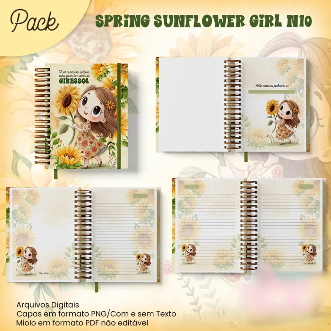 Arquivo Caderno Pautado A5+Bloquinho A6 Spring Sunflower Girl N10 2