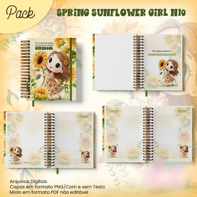 Arquivo Caderno Pautado A5+Bloquinho A6 Spring Sunflower Girl N10 2