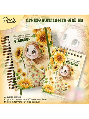 Arquivo Caderno Pautado A5+Bloquinho A6 Spring Sunflower Girl N5