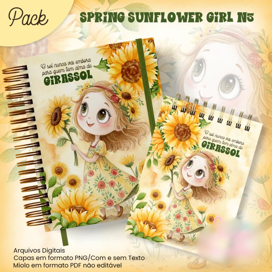 Arquivo Caderno Pautado A5+Bloquinho A6 Spring Sunflower Girl N5 1