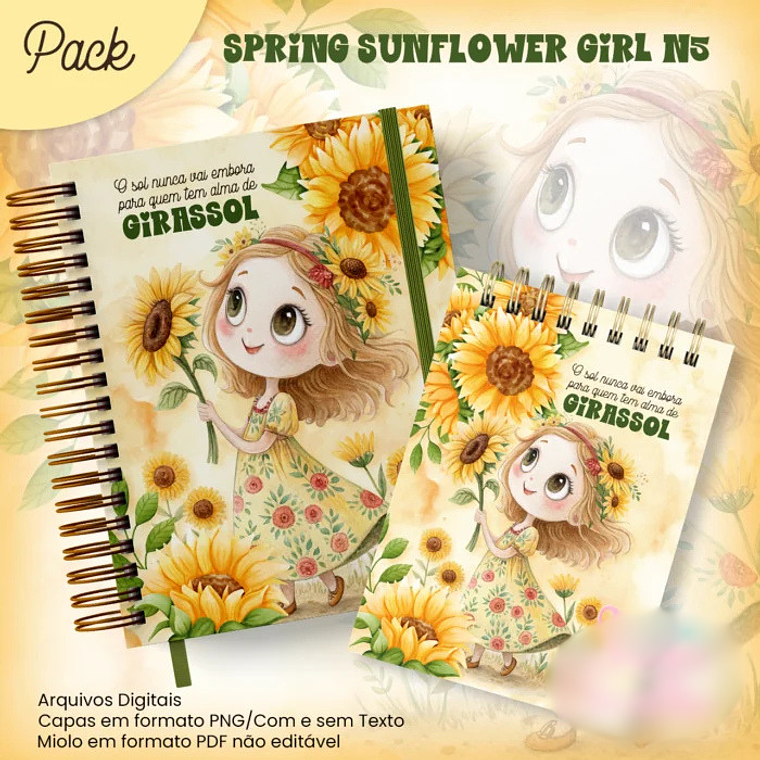 Arquivo Caderno Pautado A5+Bloquinho A6 Spring Sunflower Girl N5 1