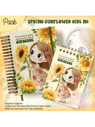Arquivo Caderno Pautado A5+Bloquinho A6 Spring Sunflower Girl N8