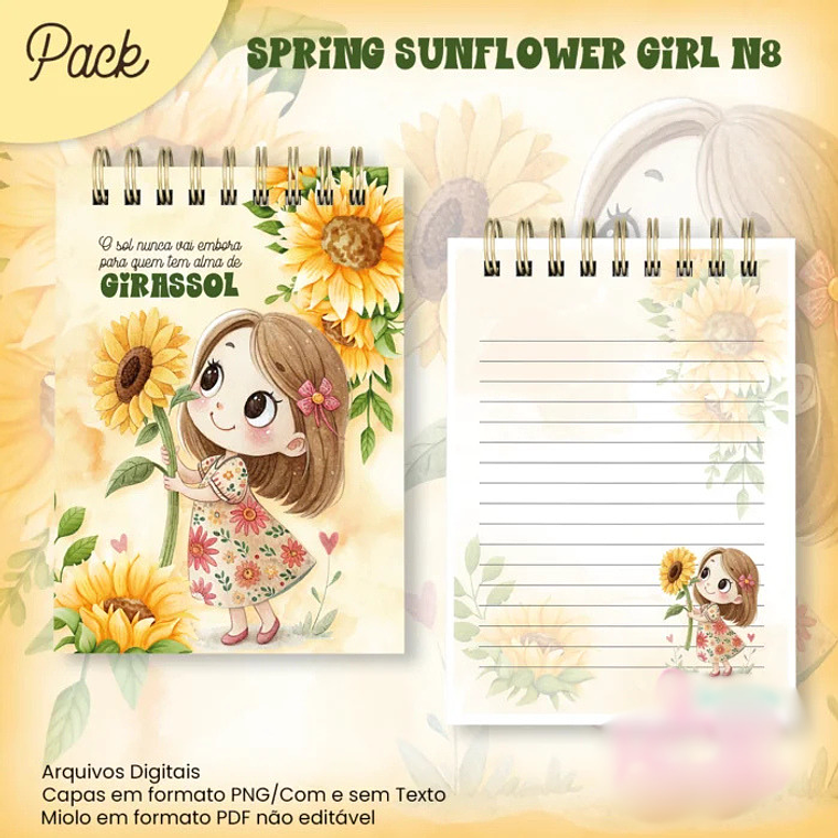 Arquivo Caderno Pautado A5+Bloquinho A6 Spring Sunflower Girl N8 2