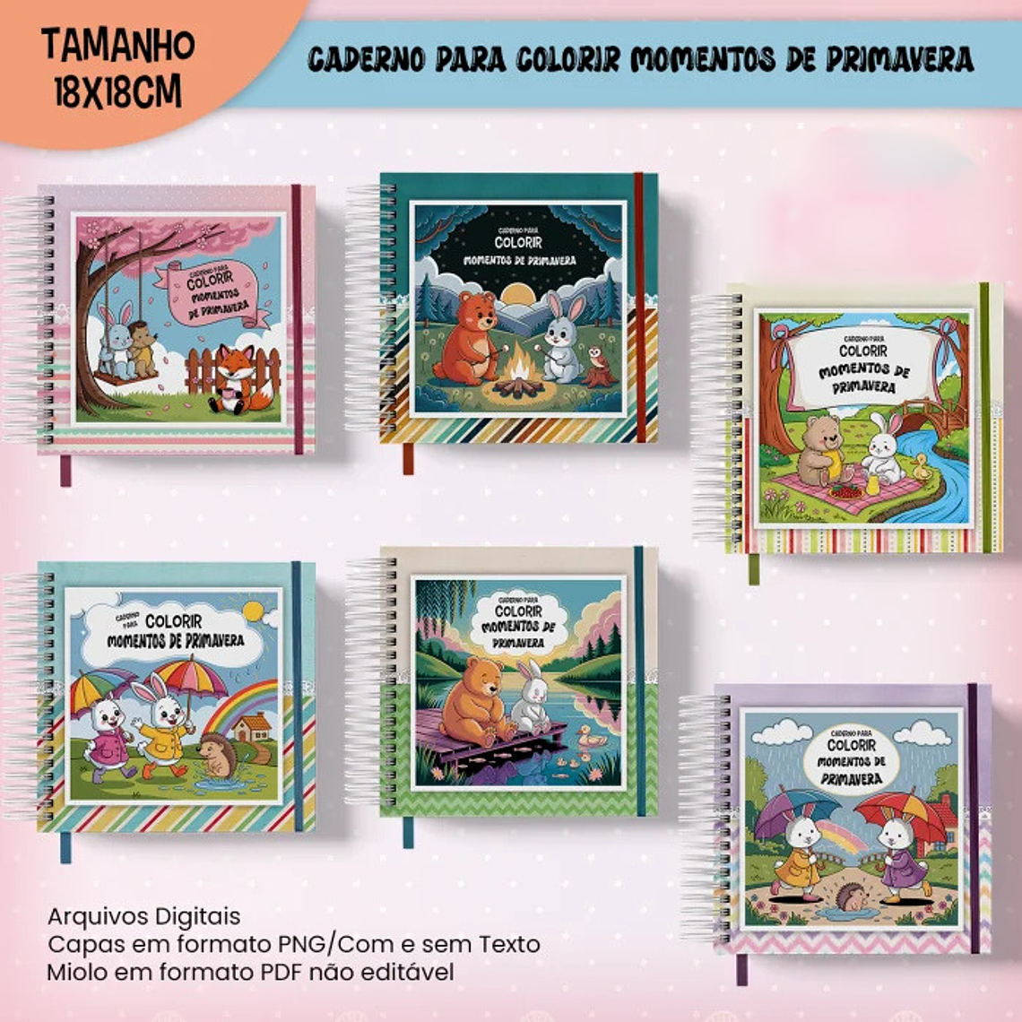 Arquivo Caderno Para Colorir Momentos de Primavera – 18x18cm 1