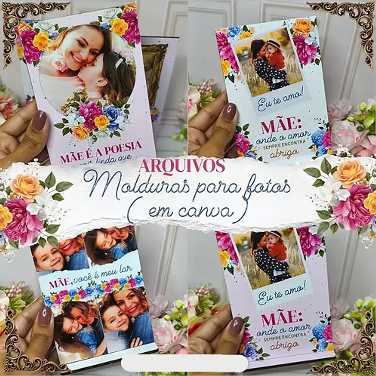 Arquivo Molduras para fotos editáveis em Canva - Mães 2026 1