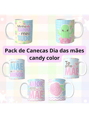 Pack de Artes Canecas dia das Mães Candy Color