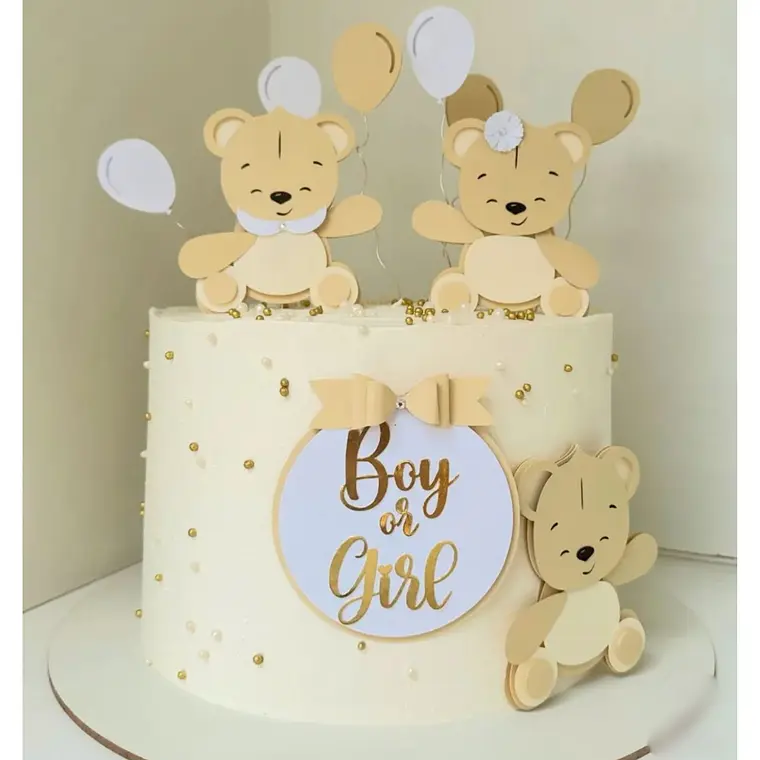 Arquivo de Corte Topo de Bolo Chá Revelação Ursinho 1