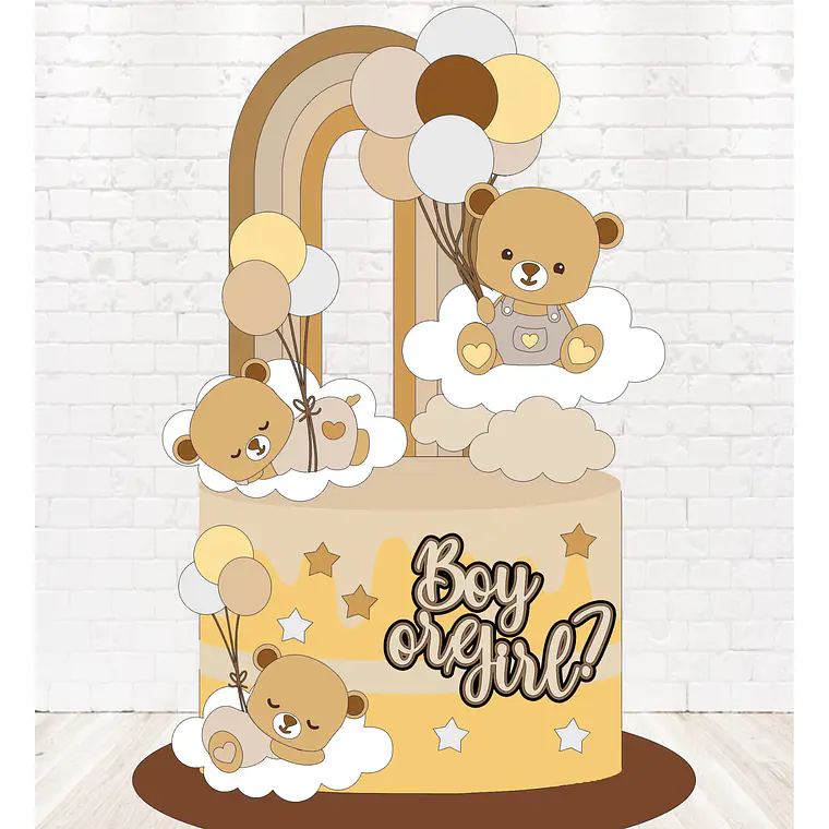 Arquivo de Corte Topo de Bolo Chá Revelação Ursinho 1