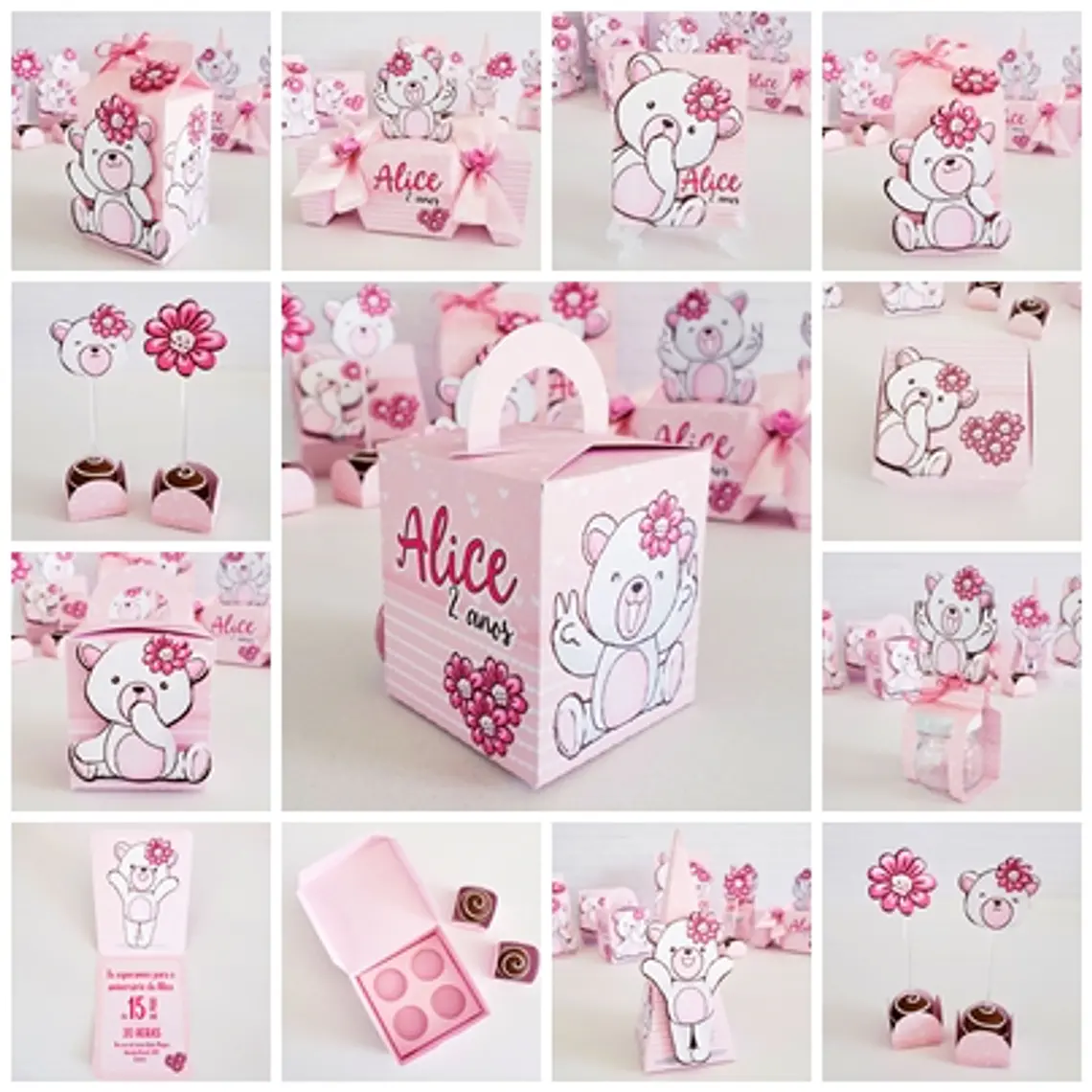 Arquivo de Corte Ursinha Rosa Festa 1