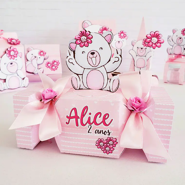 Arquivo de Corte Ursinha Rosa Festa 4