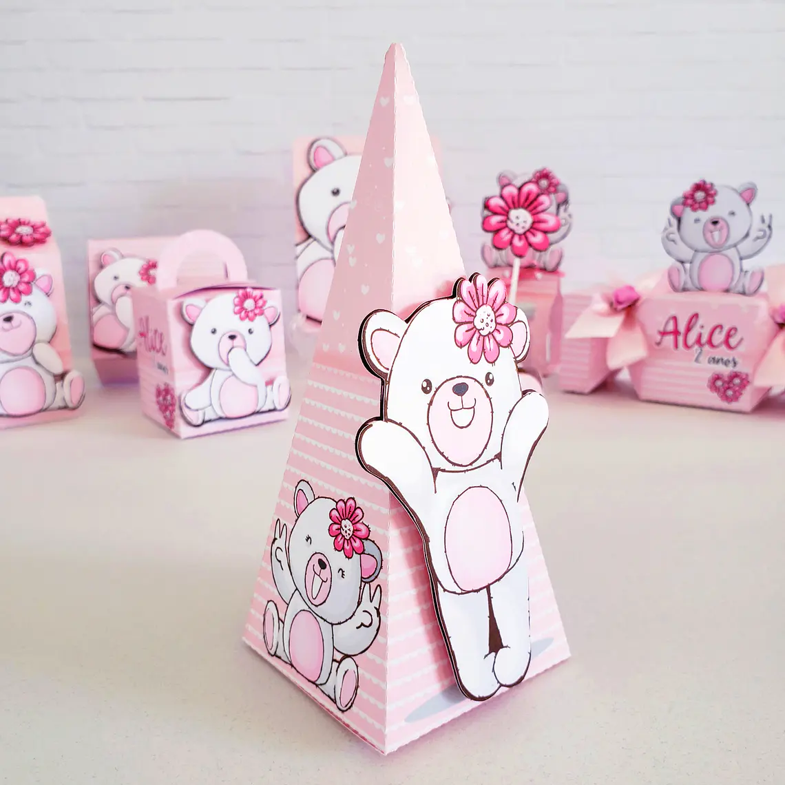 Arquivo de Corte Ursinha Rosa Festa 5