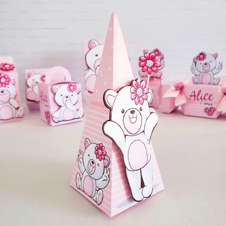 Arquivo de Corte Ursinha Rosa Festa 5