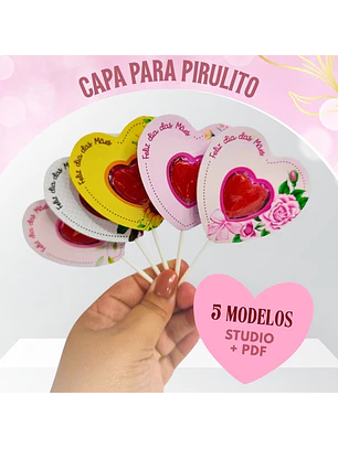 Arquivo Dia das Mães Card Capa Pirulito de Coração