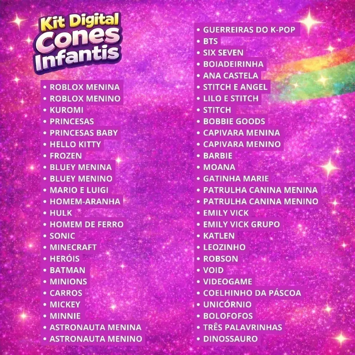 Kit Digital Cones Infantis 50 temas  7