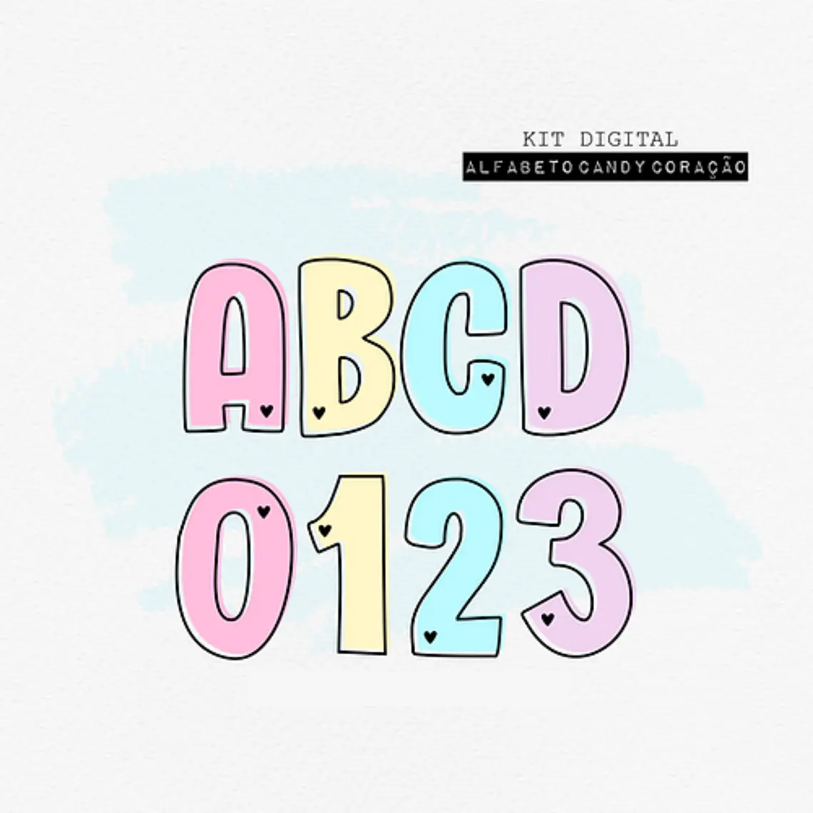 Kit Digital Alfabeto Candy Coração 1