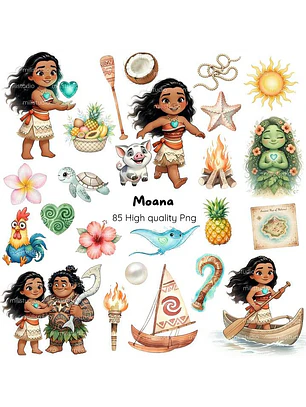 Kit Digital Moana - 85 itens