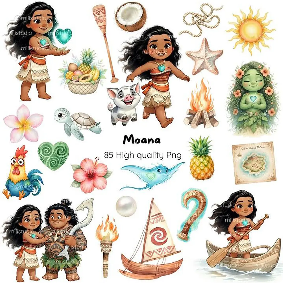 Kit Digital Moana - 85 itens 1