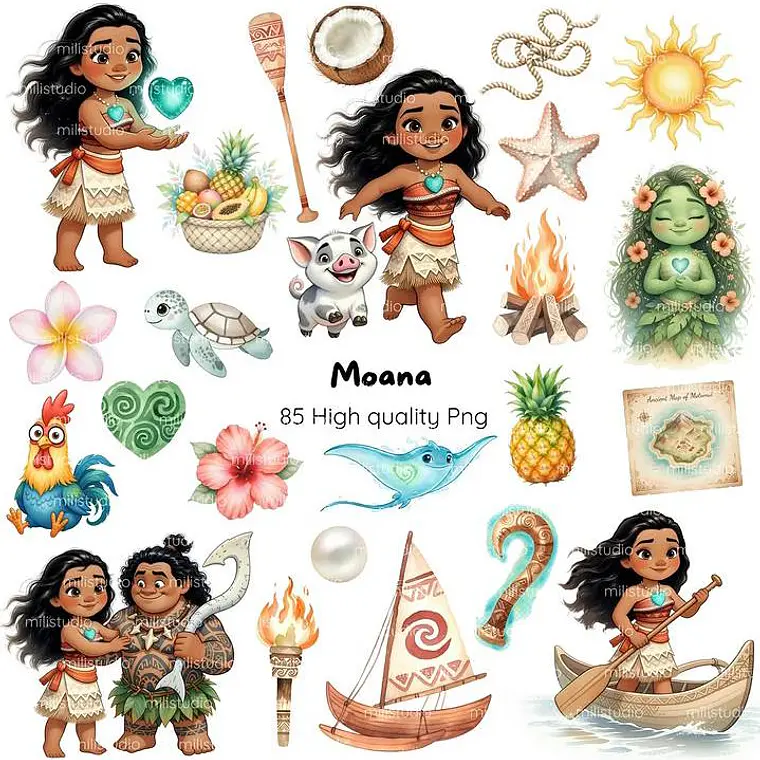 Kit Digital Moana - 85 itens 1