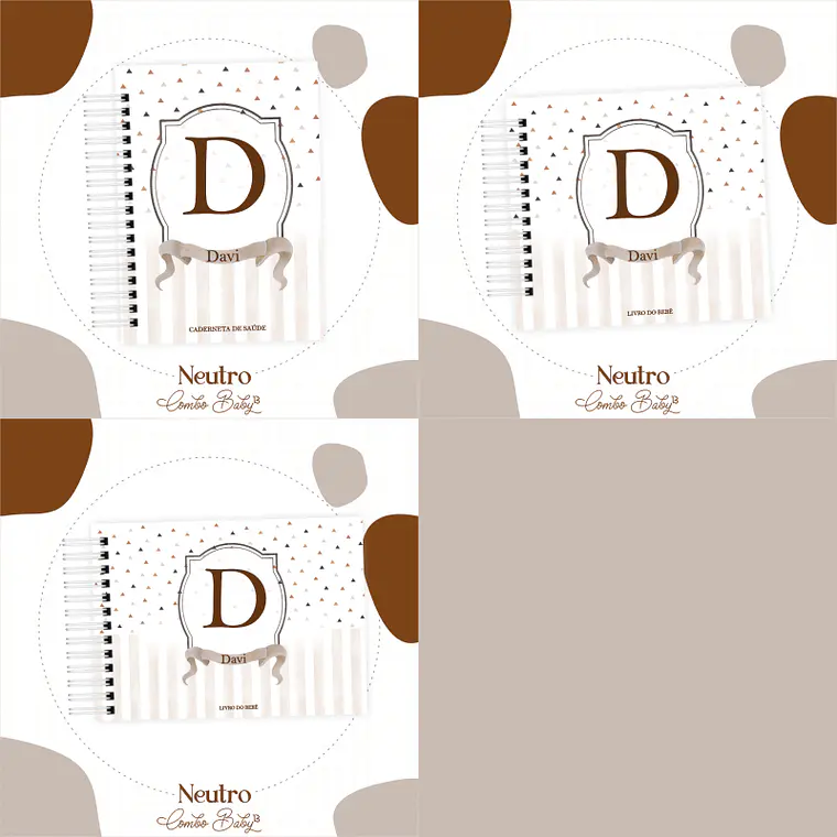 Arquivo Encadernação Baby Monograma Neutro 1