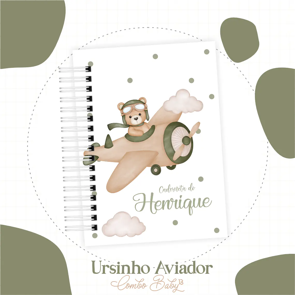 Arquivo Encadernação Baby Ursinho Aviador Verde 2