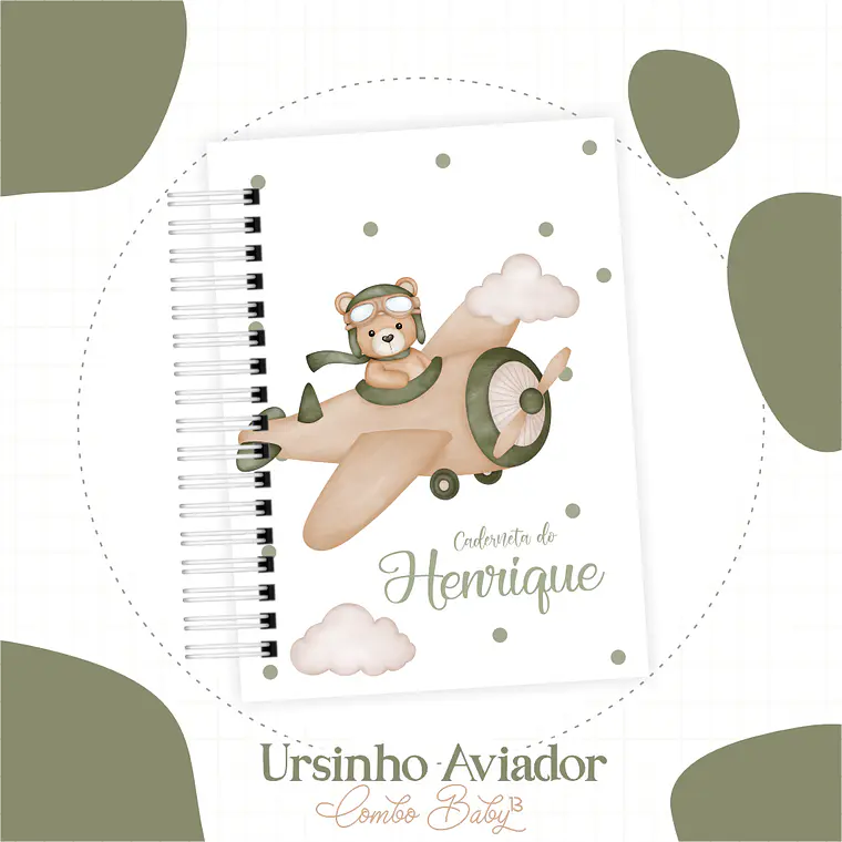 Arquivo Encadernação Baby Ursinho Aviador Verde 2