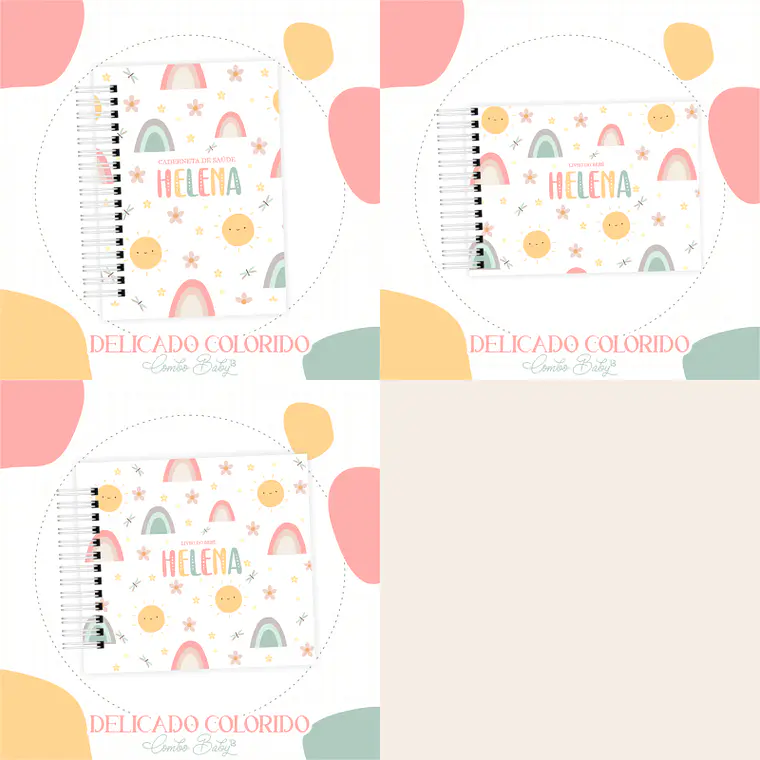 Arquivo Encadernação Baby Delicado Colorindo Arco Iris 1