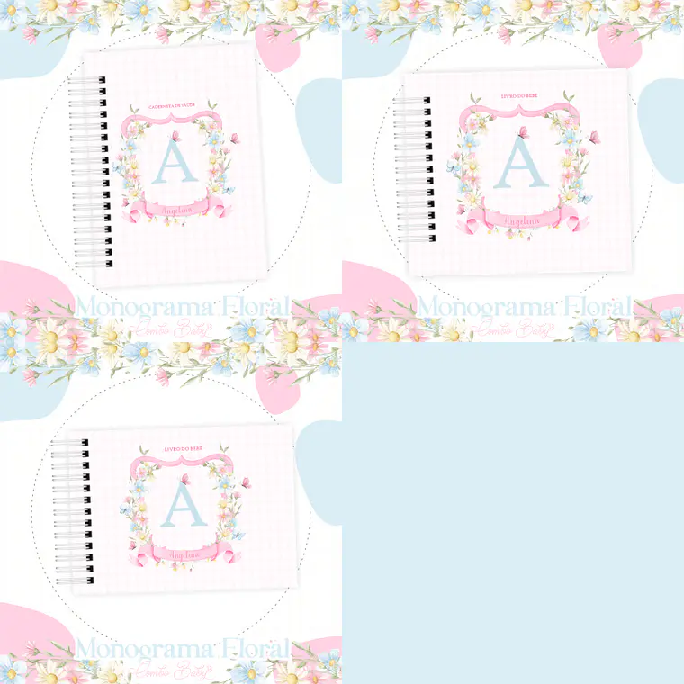 Arquivo Encadernação Baby Monograma Floral 1