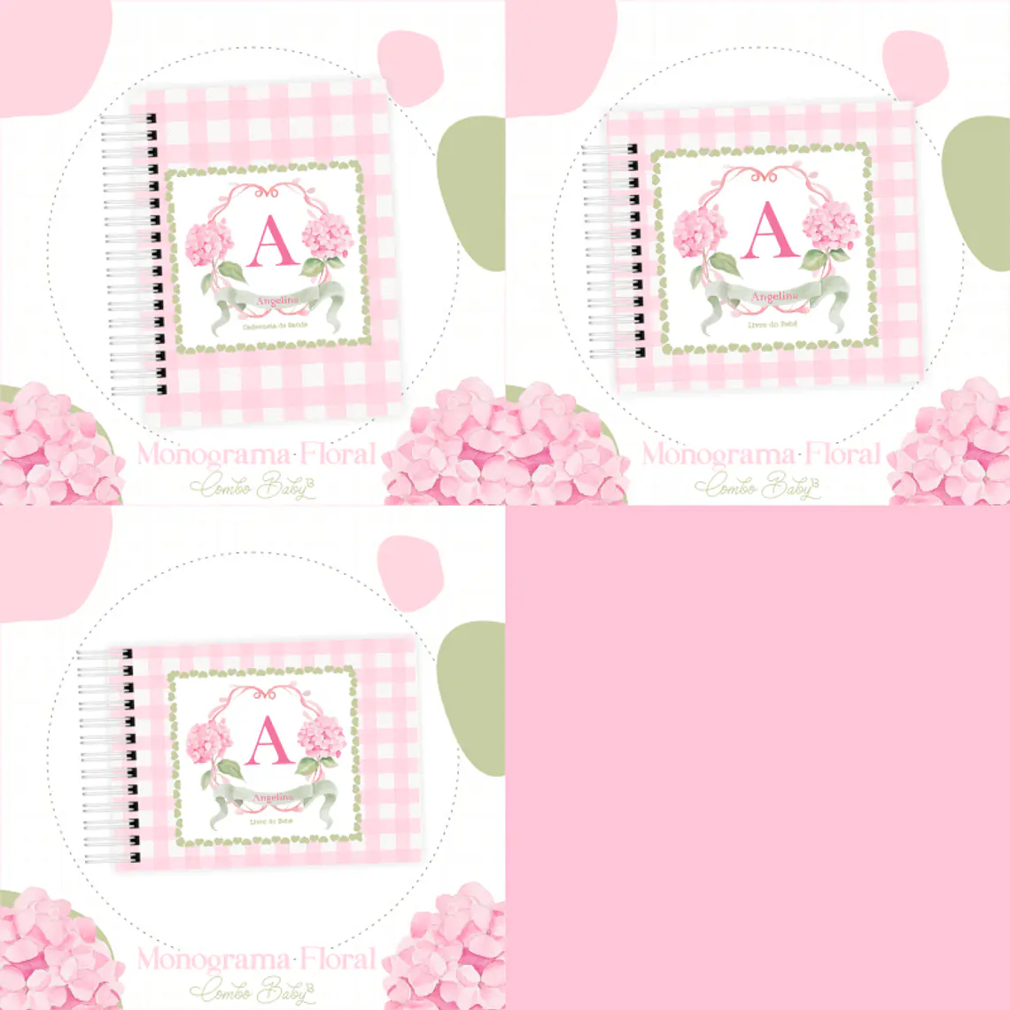Arquivo Encadernação Baby Monograma Floral 1