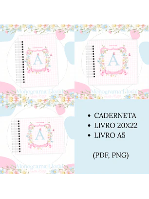 Arquivo Encadernação Baby Monograma Floral