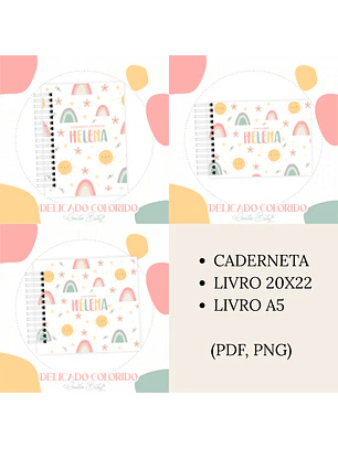 Arquivo Encadernação Baby Delicado Colorindo Arco Iris