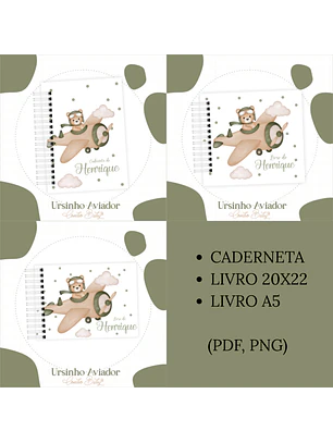 Arquivo Encadernação Baby Ursinho Aviador Verde